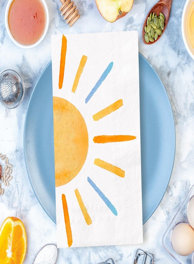 JarThenaAMCS 100Pcs Colorful Sun Paper Guest Napkin First Trip Around The Sun Bathroom Napkin Sunshine Disposable Hand Towel Napkin for Home Party Supplies - Image 3